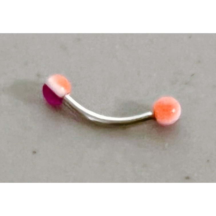 Silver Curved Barbell Hoop Striped Balls Helix Tragus Ear Body Jewelry Earring